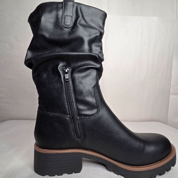 Sun + Stone Women's Nelliee Lug Sole Slouch Black Boots - Picture 6 of 9